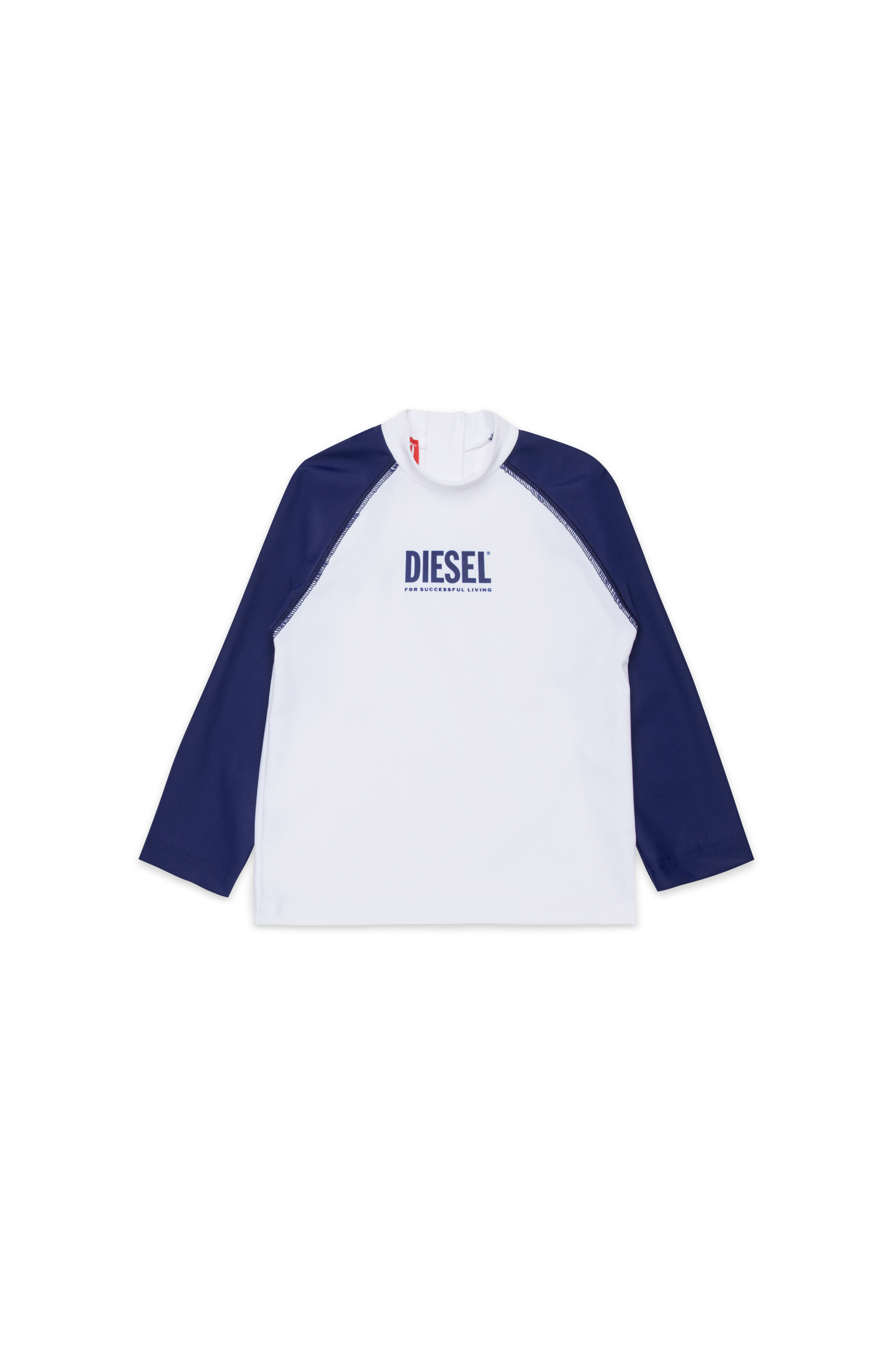 Diesel - MTRIB, Man's Rash guard with high neck in White/Blue - 1