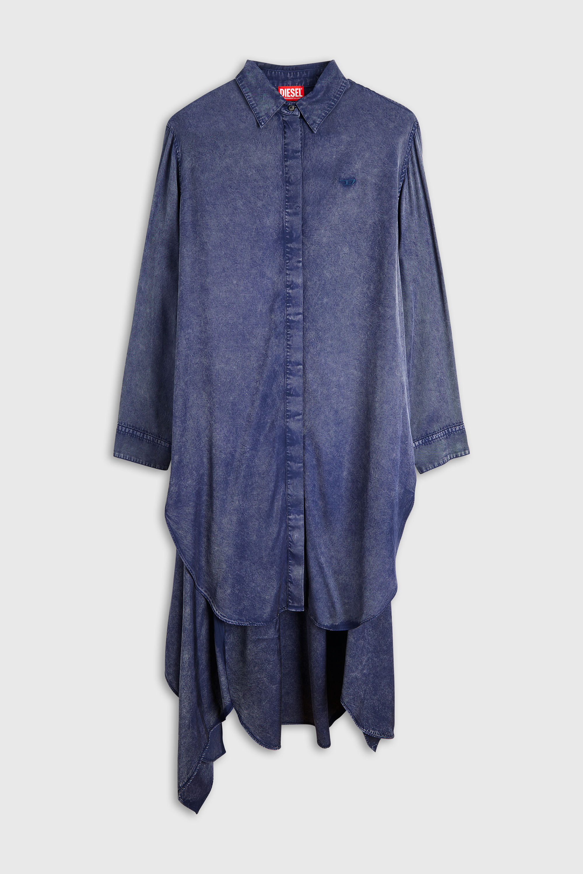 Diesel - D-ILETTA-B2, Woman's Midi shirt dress in denim-effect viscose in Blue - 1