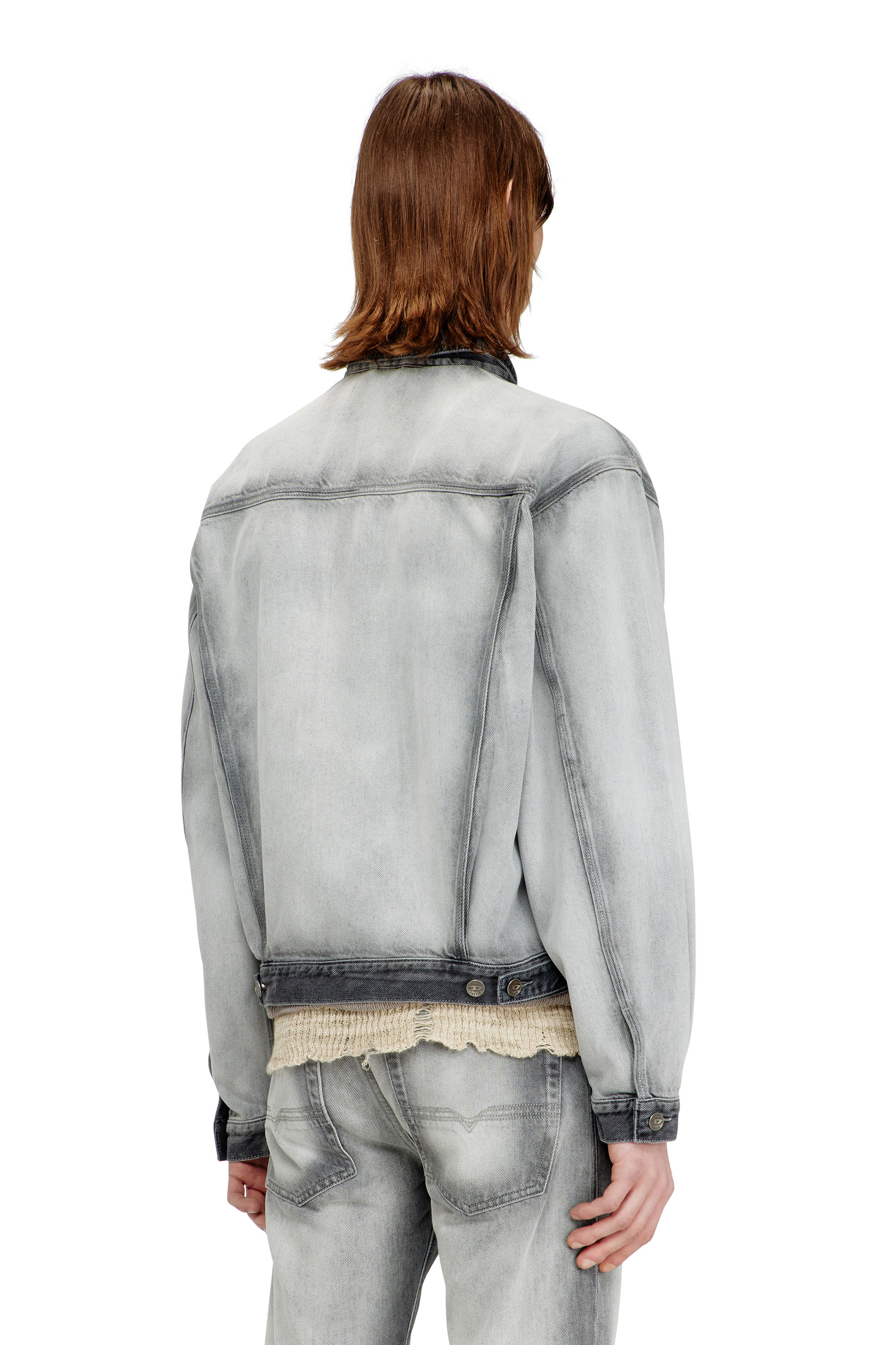 Diesel - D-DENVER-FSI, Unisex's Trucker jacket in soft skeleton denim in Light Grey - 4