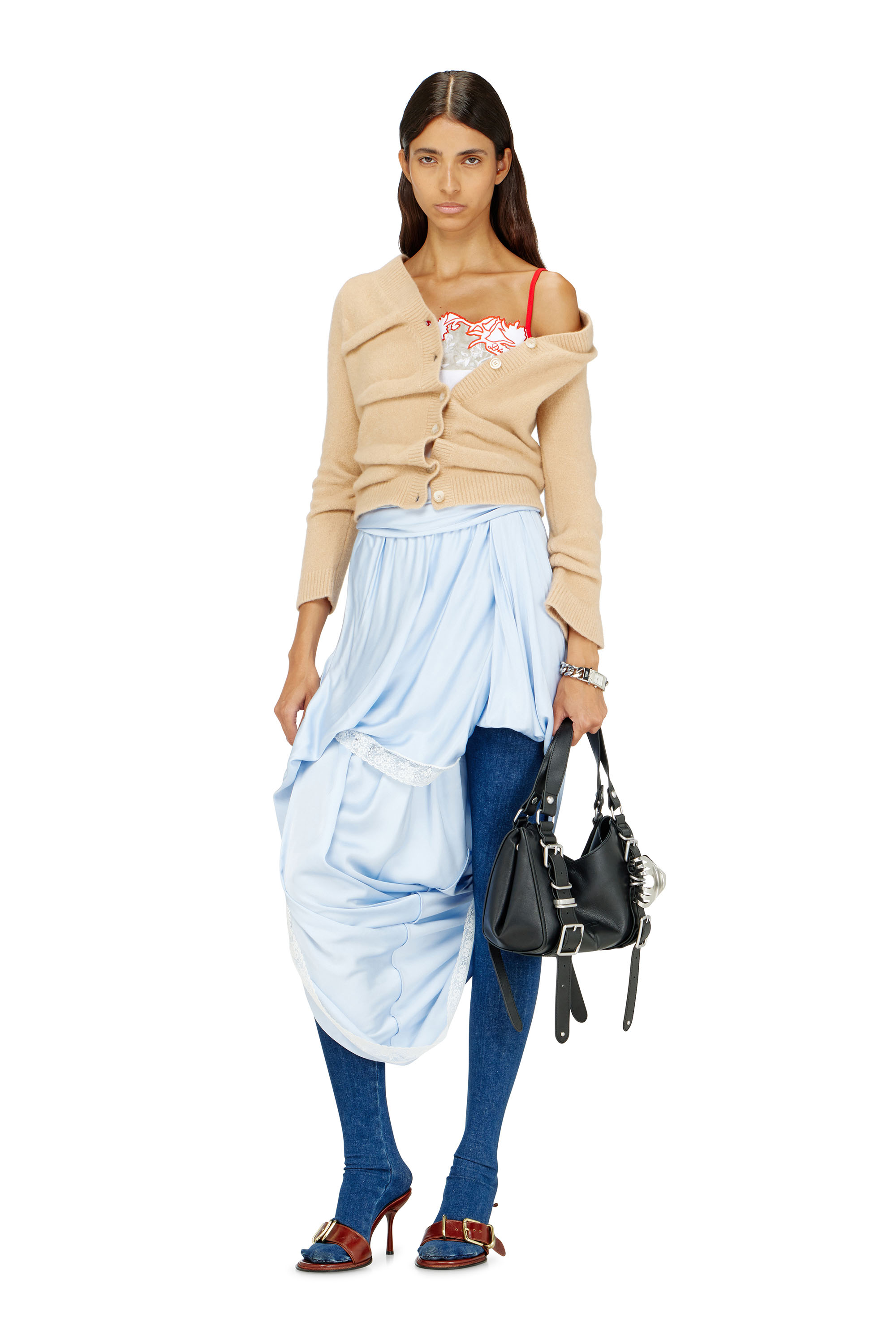 Diesel - M-AVA, Woman's Cropped cardigan in wrinkled boiled knit in null - 1