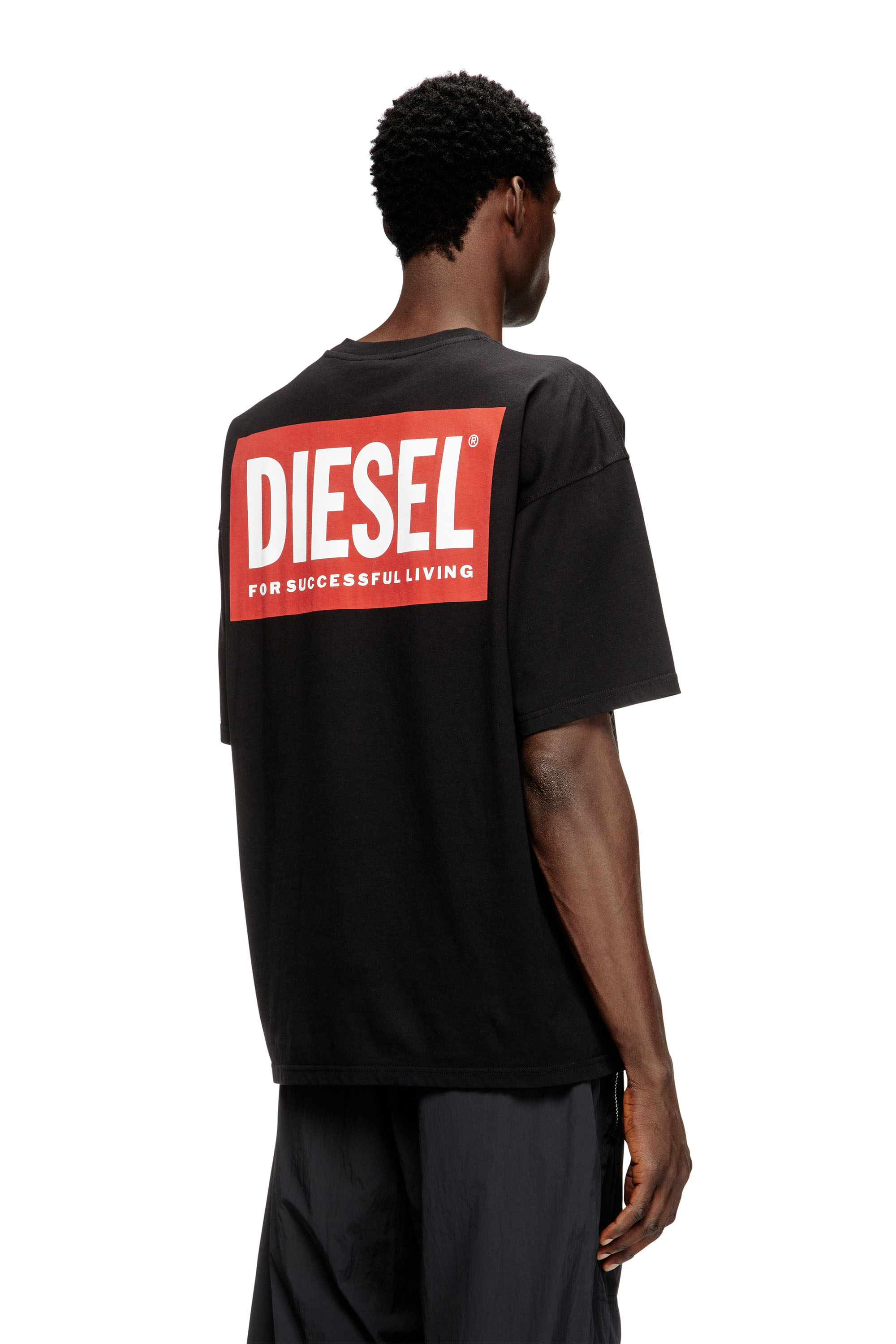 Diesel - T-BOXT-BISK, Man's Cotton T-shirt with Diesel Biscotto print in Black - 4