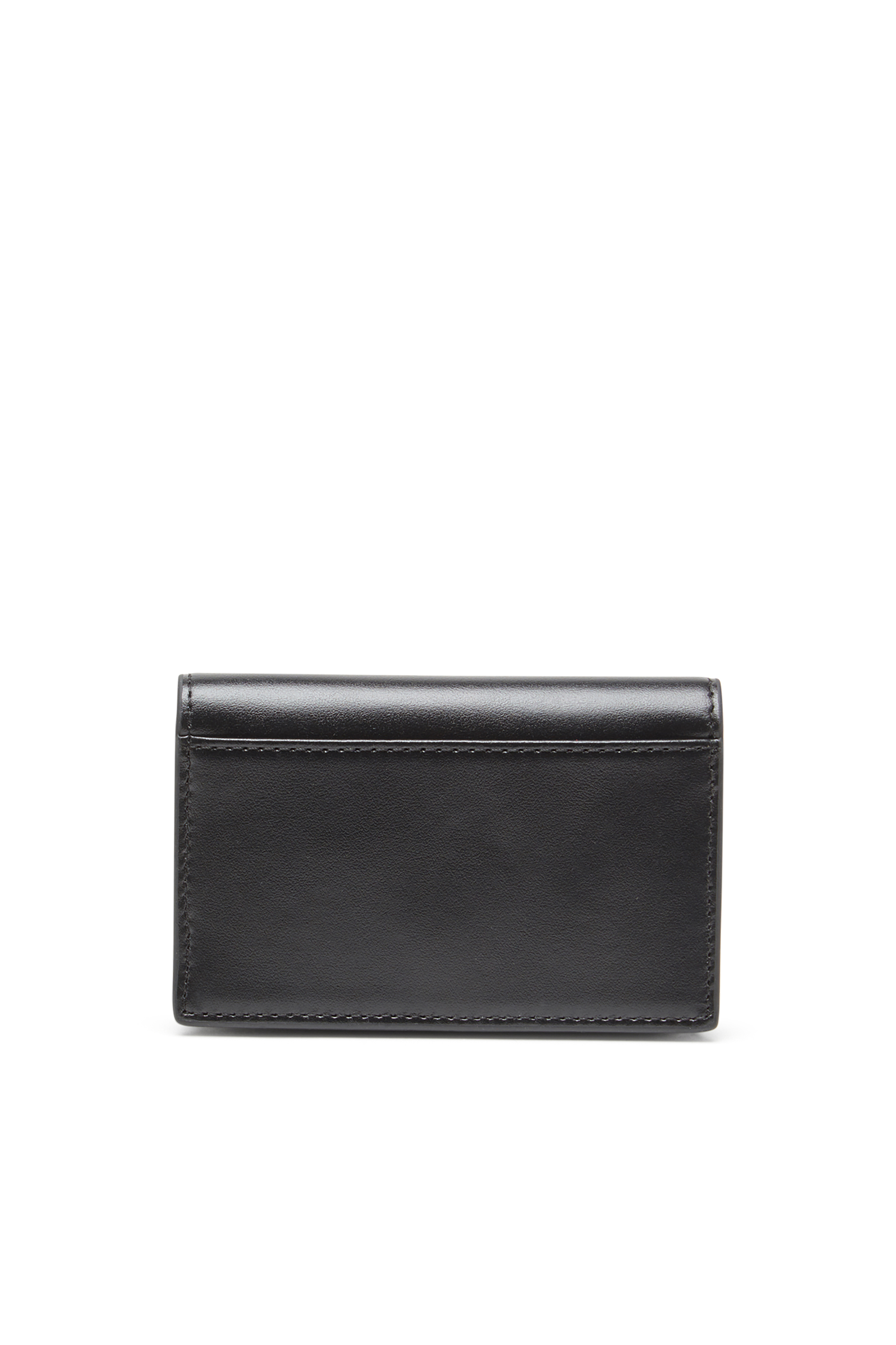 Diesel - 1DR CARD HOLDER IV, Woman's Leather card holder with enamelled Oval D in Black - 2