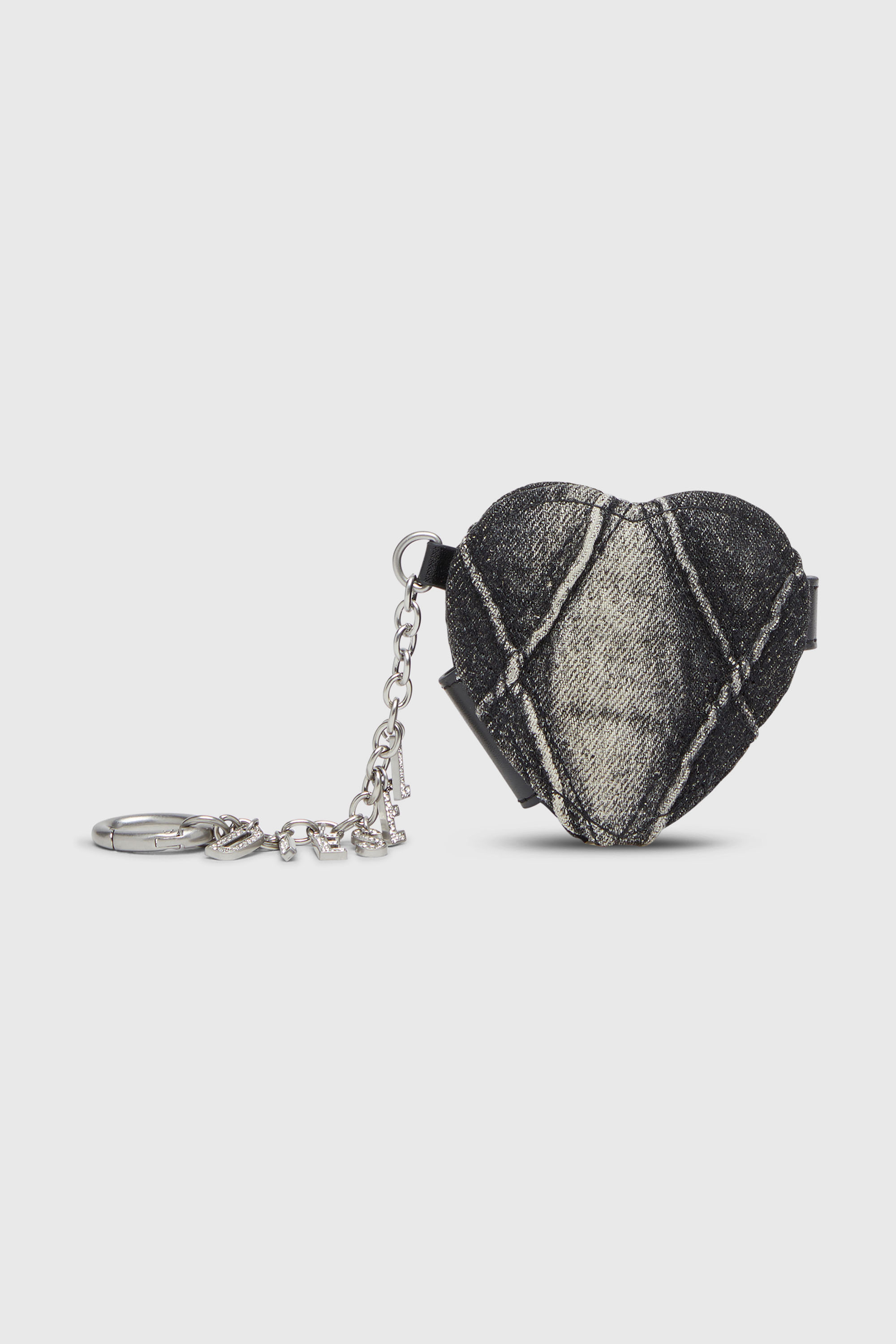 Diesel - CHARM-D MIRROR, Woman's Mirror charm in argyle quilted denim in Black - 1