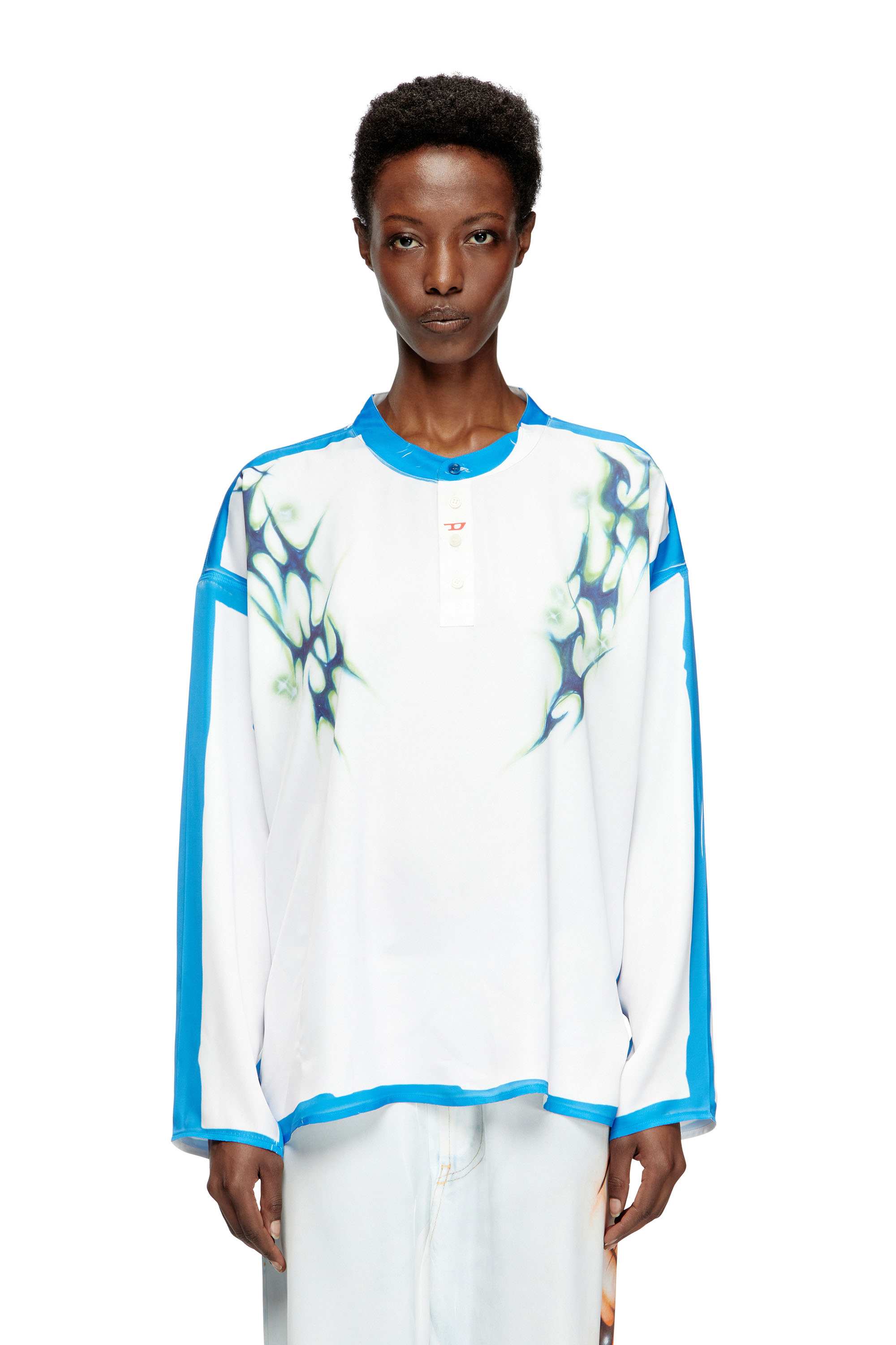 Diesel - T-OLAVI-A-SER-GRAFFITI-JAP, Unisex's Long-sleeve T-shirt with graffiti print in Blue/White - 5