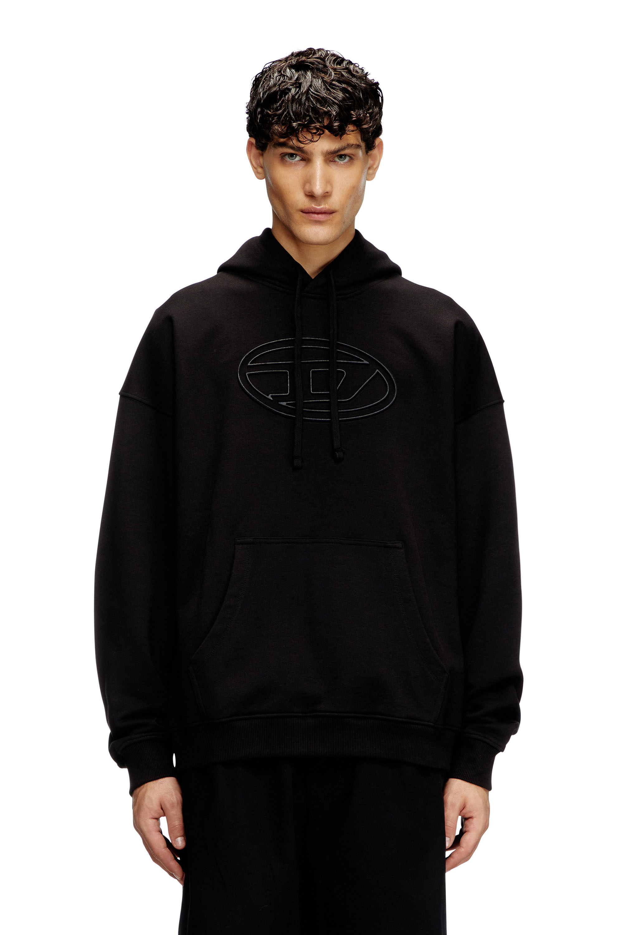 Diesel - S-UMMER-BIGOVAL, Man's Hoodie with embossed Oval D in Black - 3