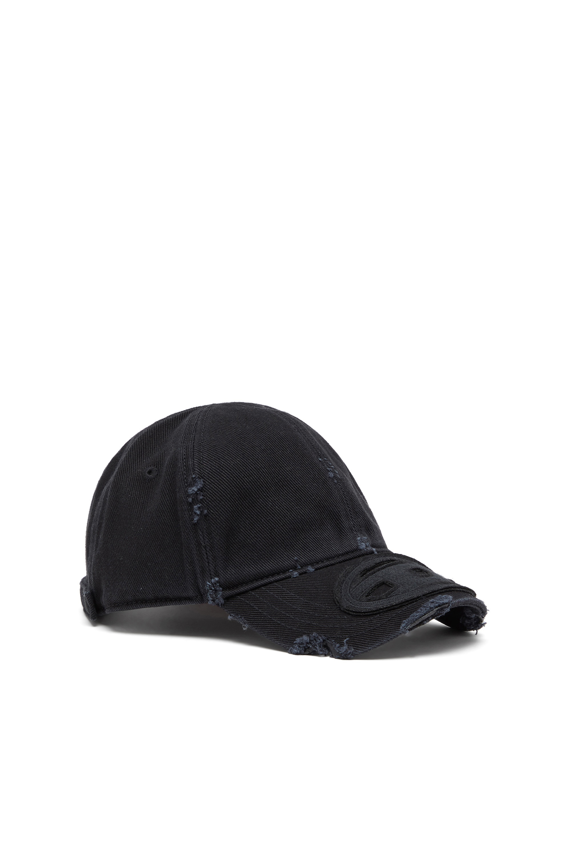 Diesel - C-BIGDOV, Man's Cotton twill cap with distressed details in Black - 1