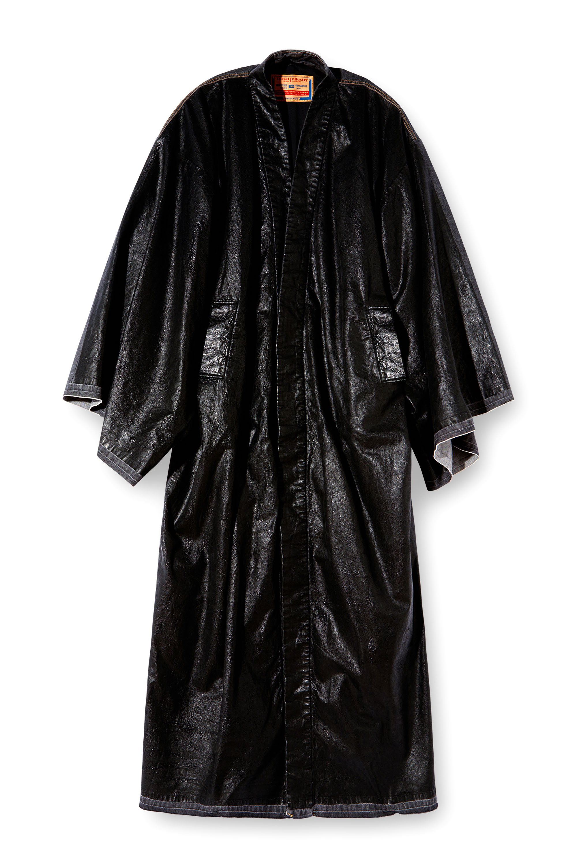 Diesel - D-D-KIM, Unisex's Denim kimono coat with coated front in Black - 2