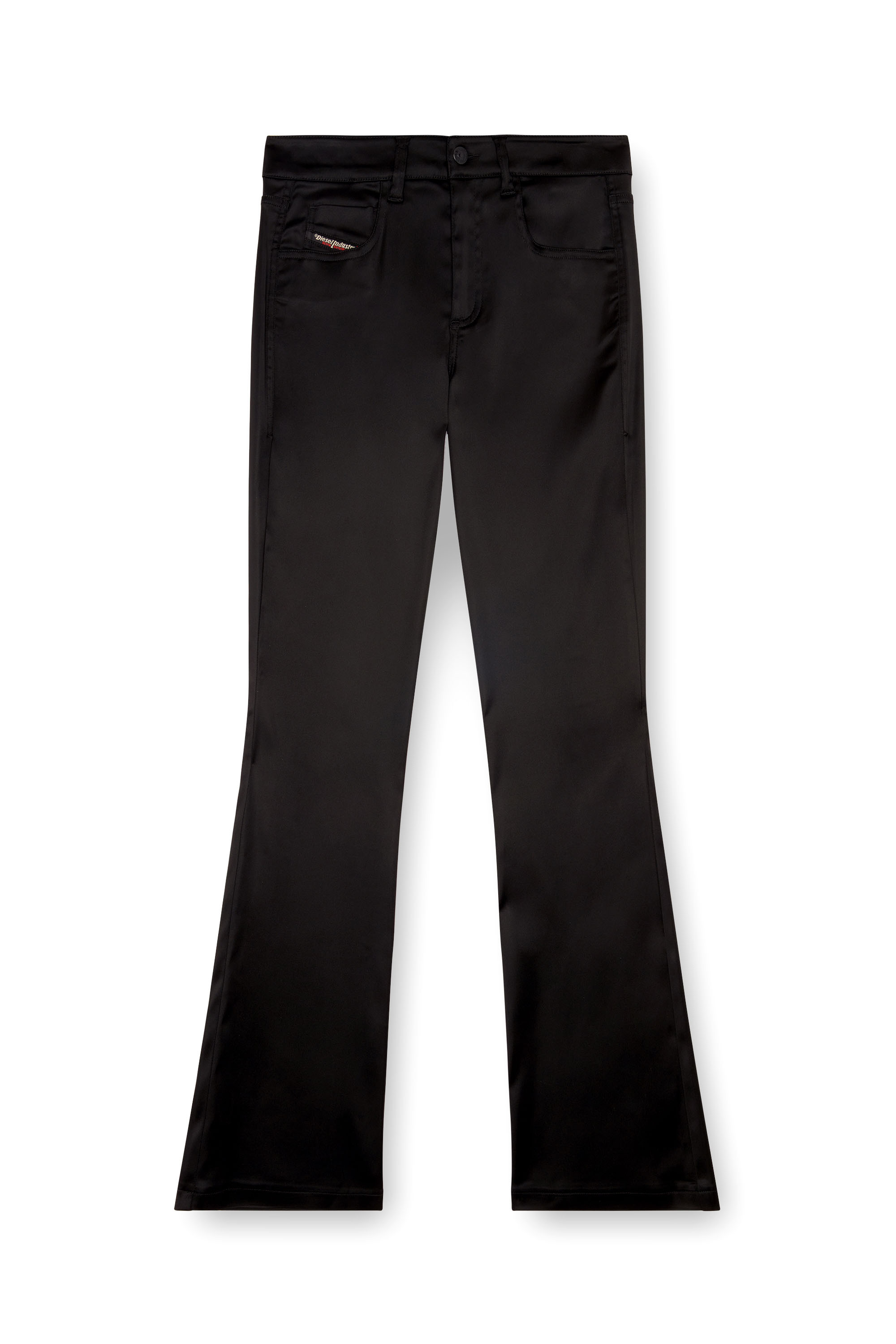Diesel - P-EBBEY, Woman 5-pocket pants in stretch satin in Black - Image 4