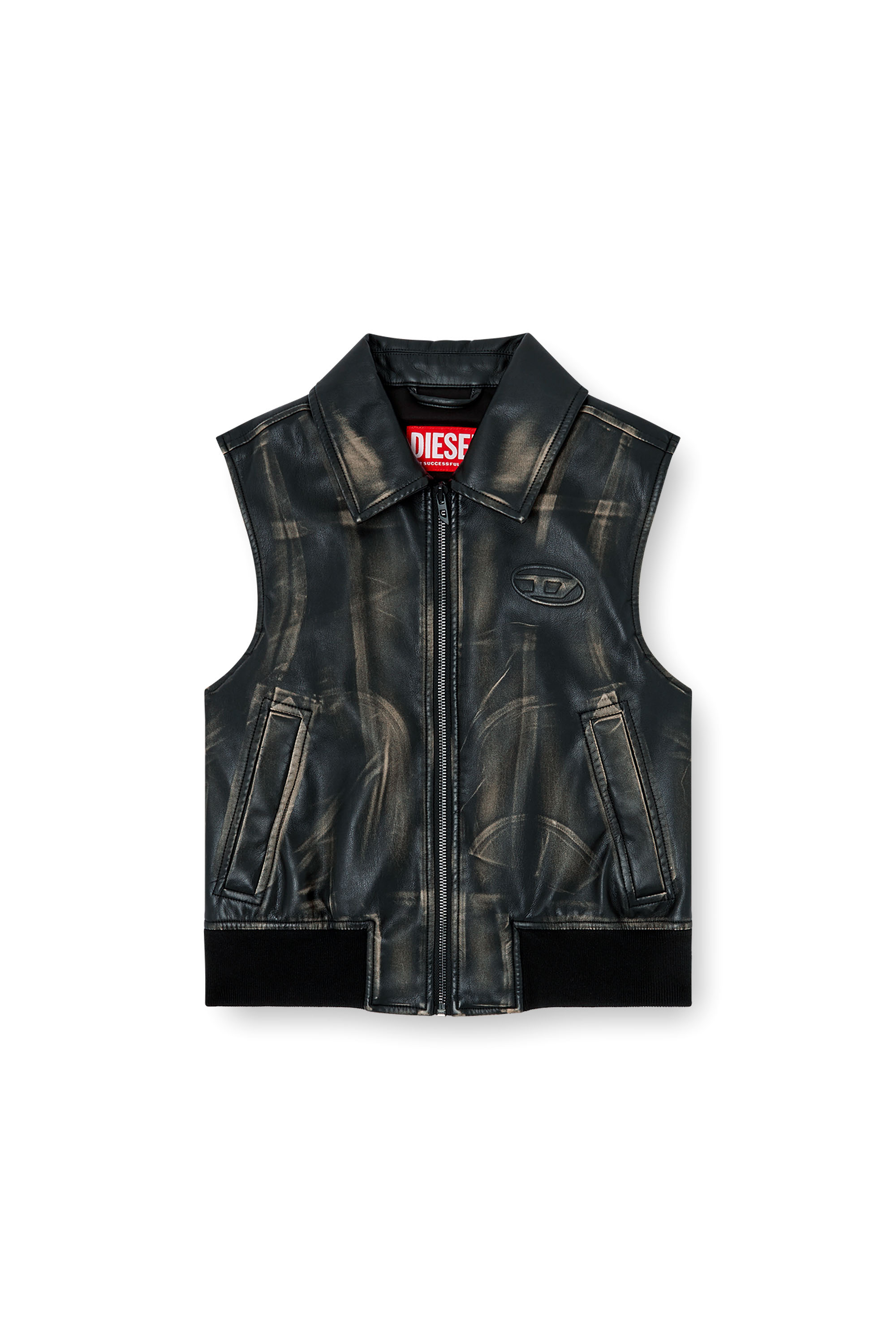Diesel - G-INKO, Woman's Bomber vest with distressed effect in Brown - 3