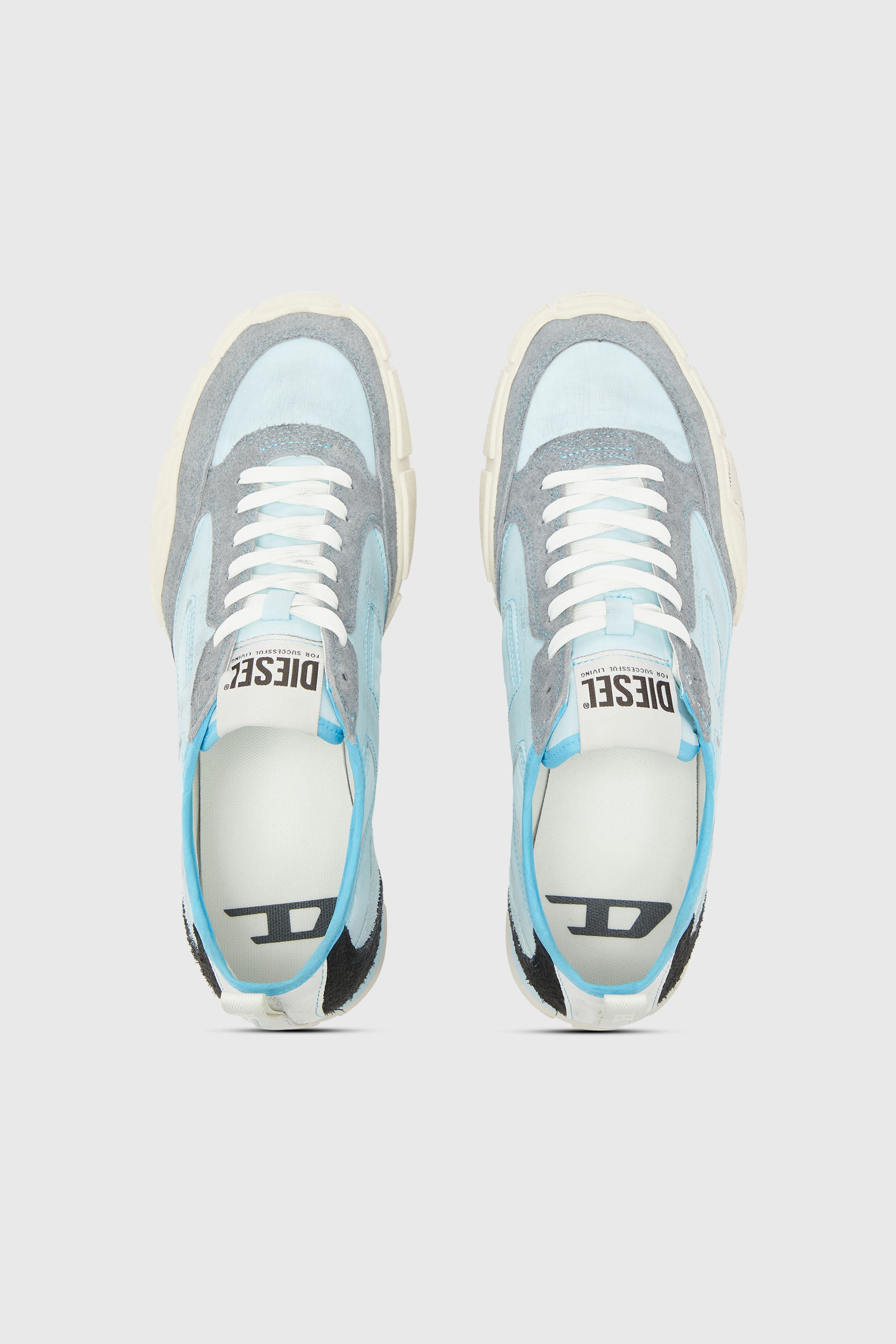 Diesel - S-PAGODHA LOW, Man's S-Pagodha - Sneakers in leather and nylon in Light Blue - 4
