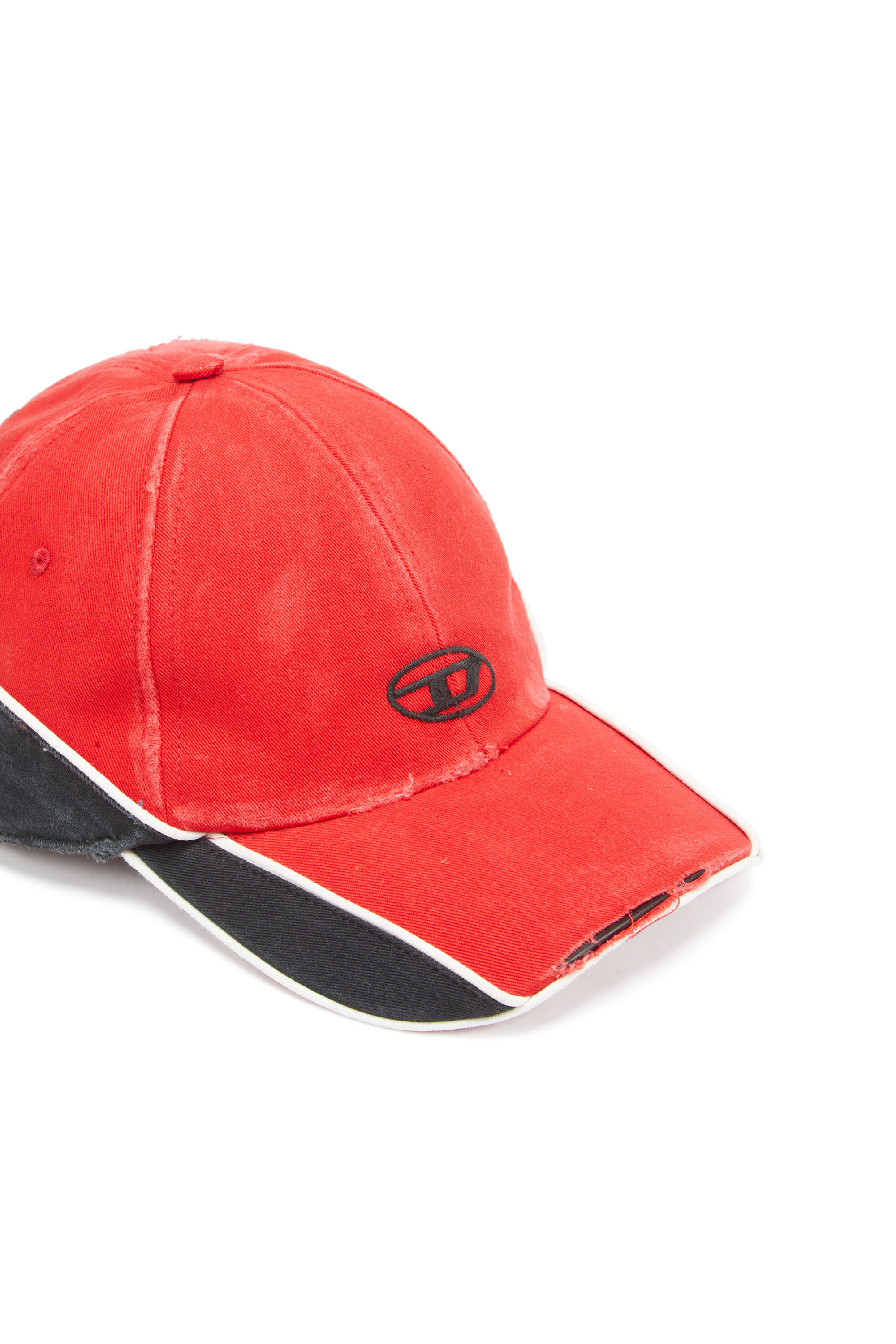 Diesel - C-DALE, Man Distressed colour-block baseball cap in Red - Image 3