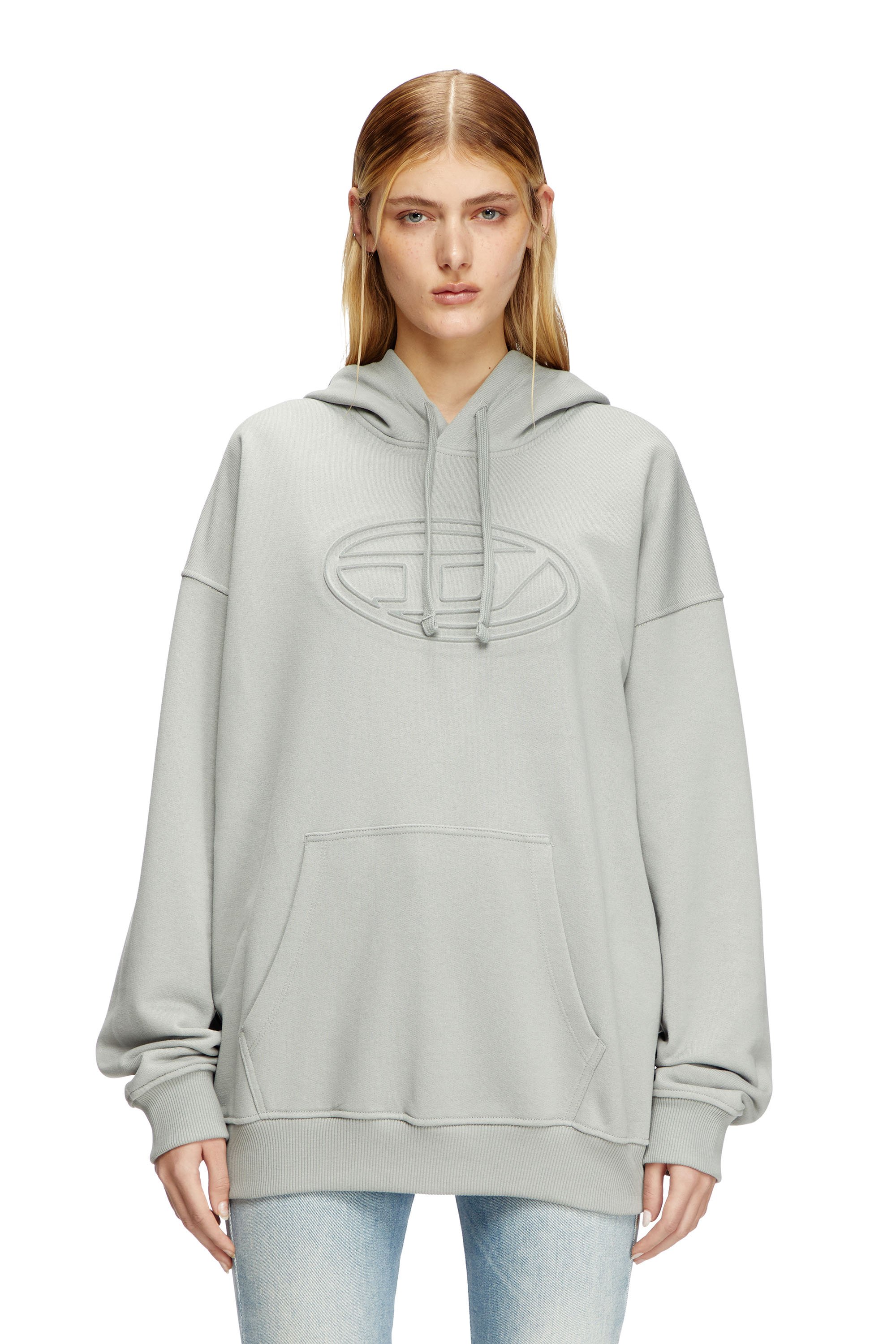 Diesel - S-UMMER-BIGOVAL, Man's Hoodie with embossed Oval D in Light Grey - 2