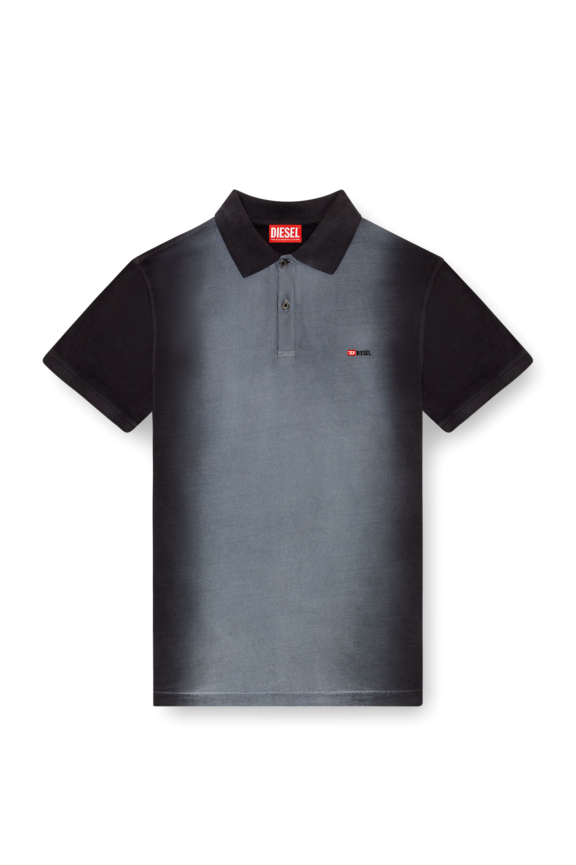 Diesel - T-REJUST-Q1, Man Polo shirt with spray treatment in Black - Image 3